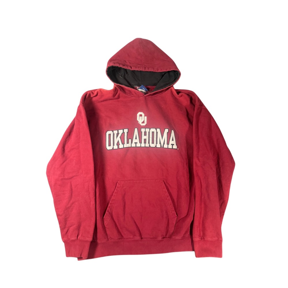 Old Varsity Brand Oklahoma Sooners Hoodie Crimson Red Pullover Sweatshirt Mens